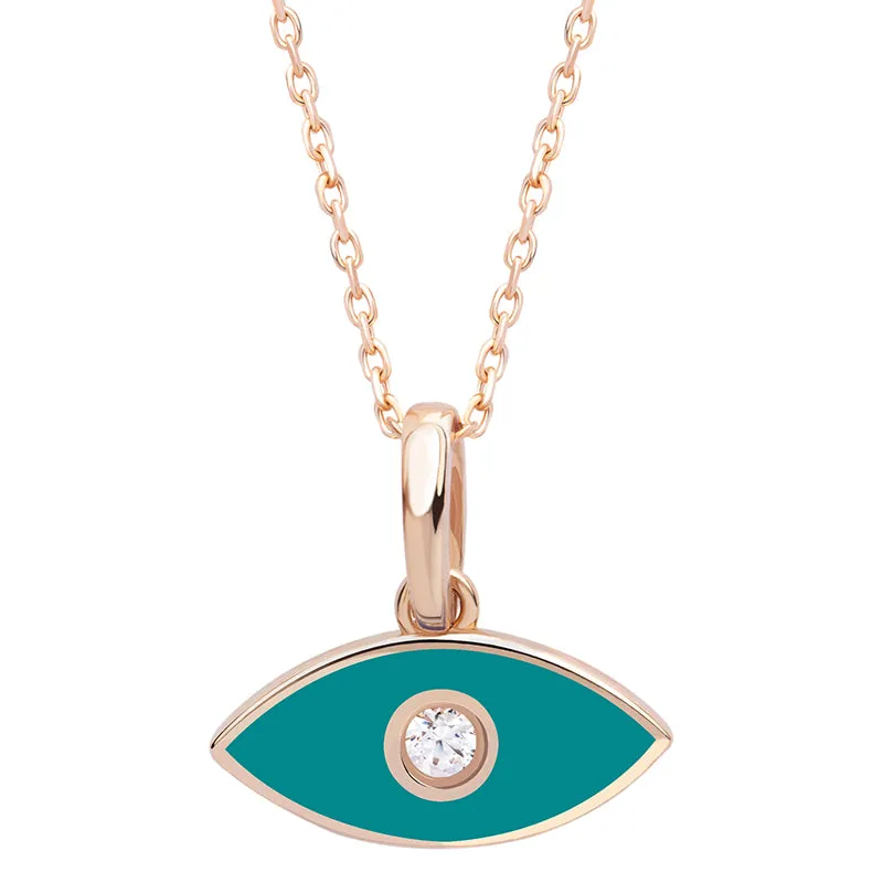 14K Solid Gold Blue Eye Necklace