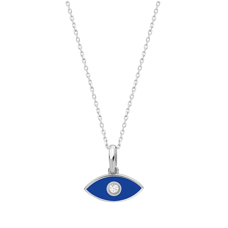 14K Solid Gold Blue Eye Necklace