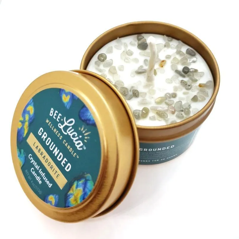 (20% Off) Candle 4oz - Labradorite (Grounded) 4oz Travel Tin by Bee Lucia