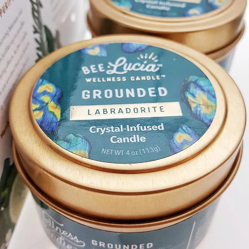(20% Off) Candle 4oz - Labradorite (Grounded) 4oz Travel Tin by Bee Lucia
