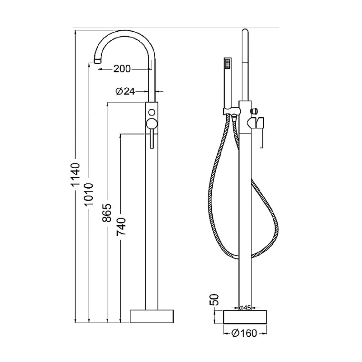 Abacus Iso Chrome Freestanding Bath Shower Mixer Tap