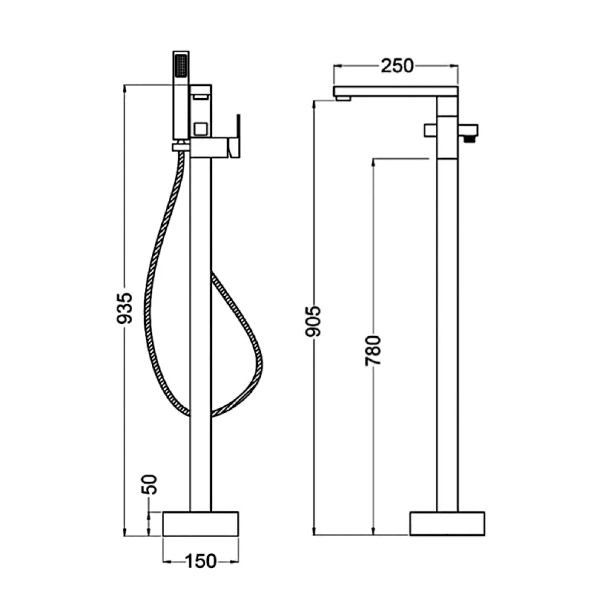 Abacus Plan Brushed Bronze Free Standing Bath Shower Mixer Tap
