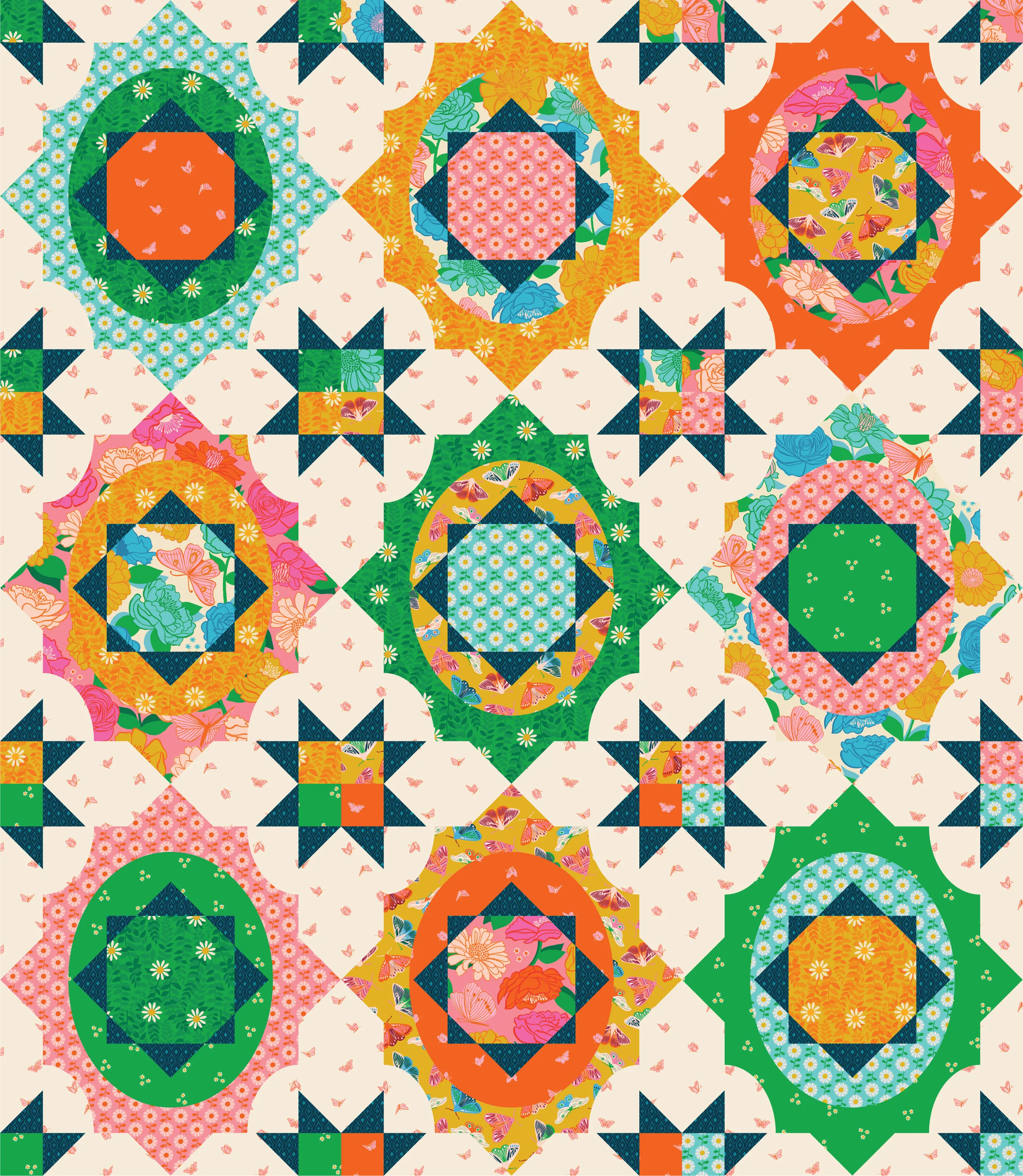 Available Now! Jelly Roll 2.5" x 44"  - Flowerland by Melody Miller