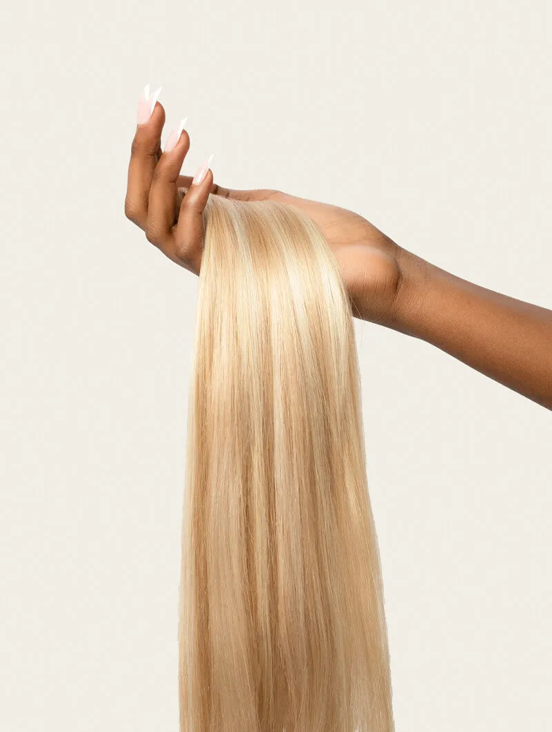 Beach Blonde Highlighted, 12" Seamless Clip-In Hair Extensions, P613/18 | 140g