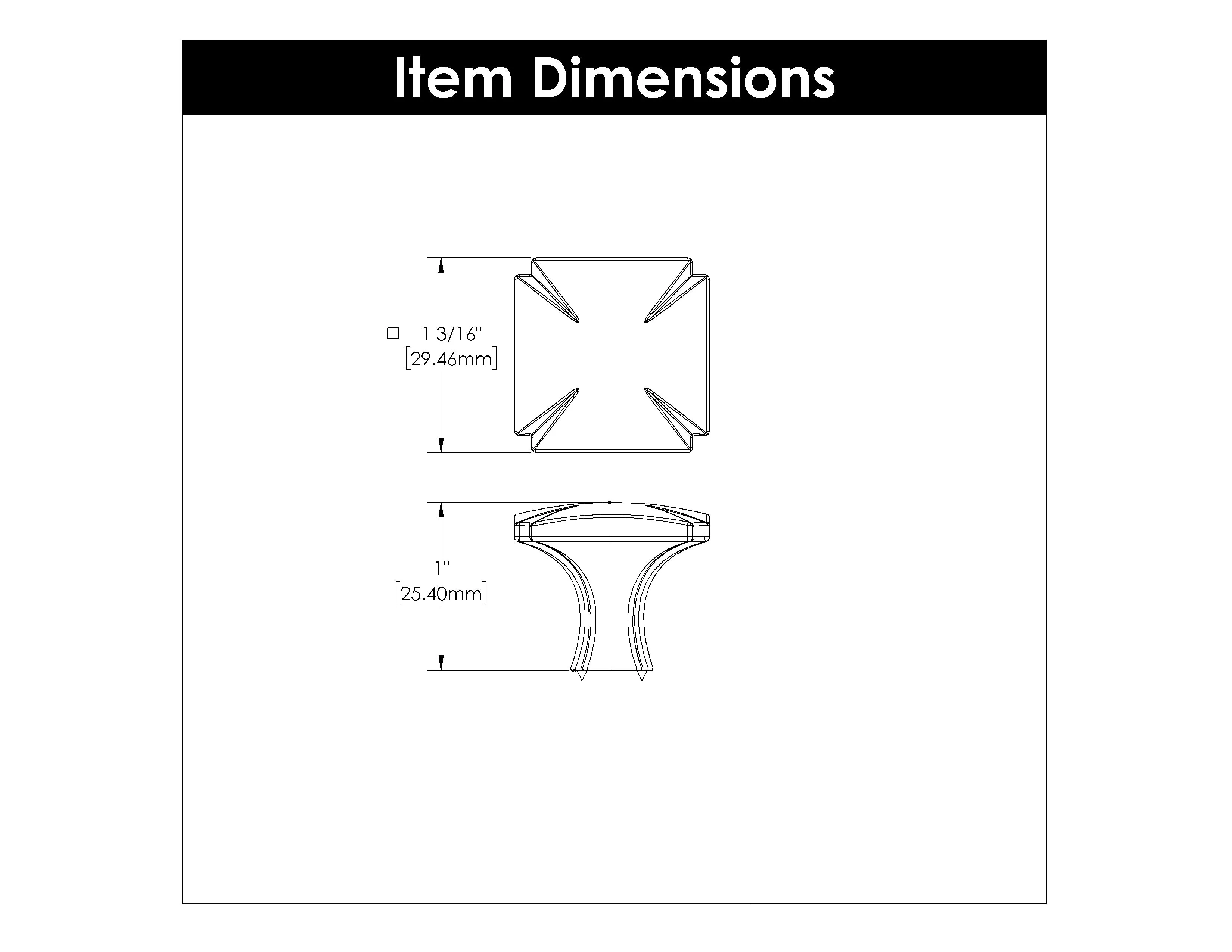 Bridges Knob, 1-3/16" SQ. - CTG4416