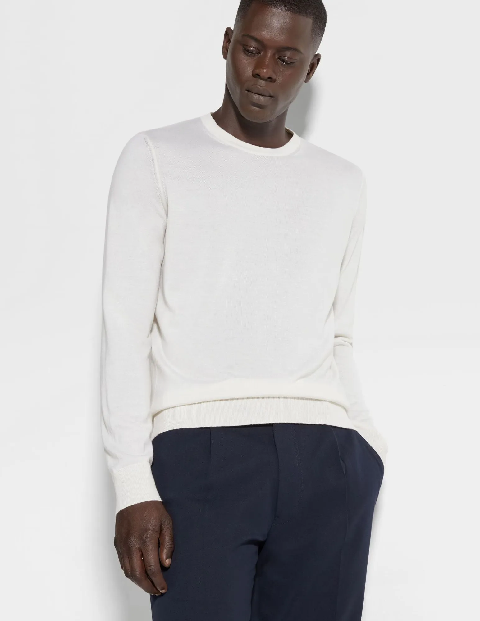 Cashseta Crewneck | White Melange