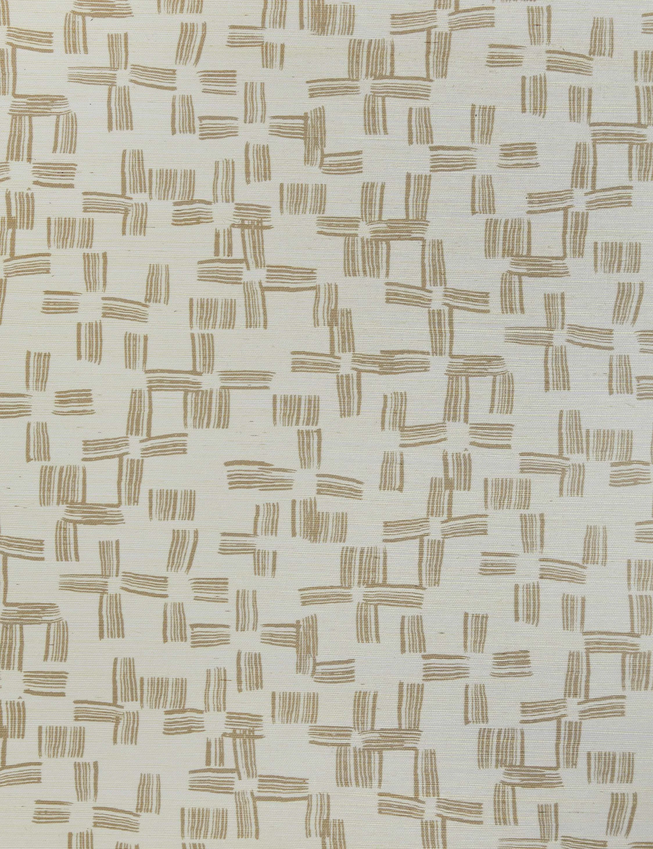 Crossmarks Grasscloth Wallpaper by Élan Byrd Swatch, Ivory