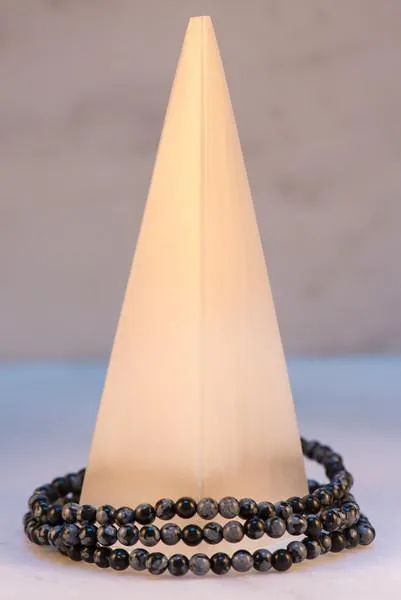 Dainty Snowflake Obsidian Bracelet
