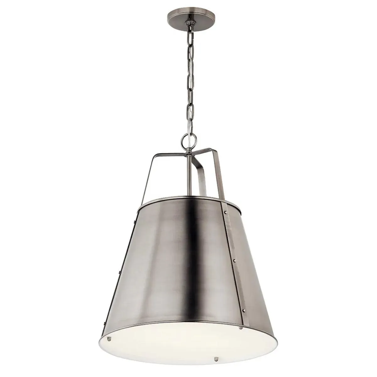 Etcher 23" 2-Light Pendant Light with Clear Satin Etched and Painted White Inside Glass, Classic Pewter Finish