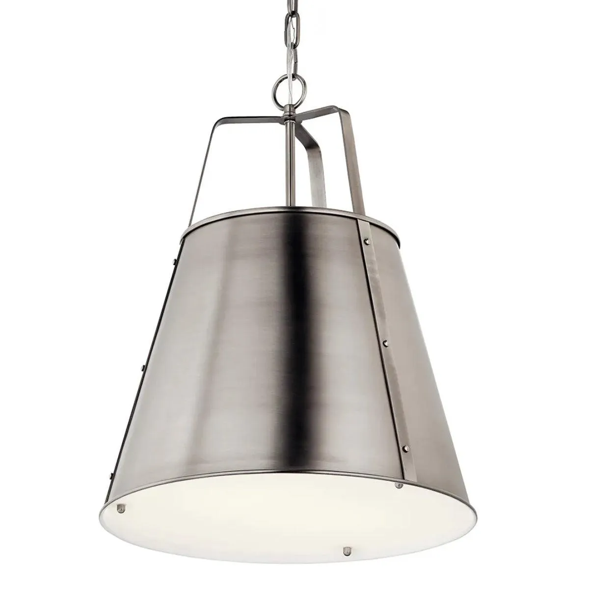 Etcher 23" 2-Light Pendant Light with Clear Satin Etched and Painted White Inside Glass, Classic Pewter Finish