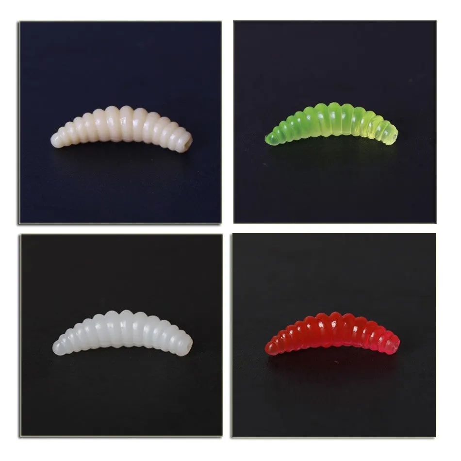 Fishing Lure 50Pcs 2Cm 0.3g Maggot Grub Soft Lure