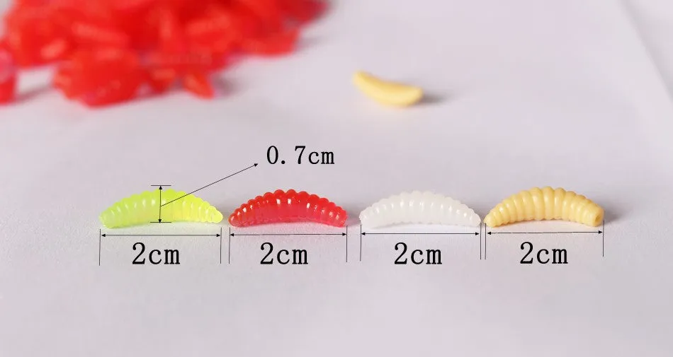 Fishing Lure 50Pcs 2Cm 0.3g Maggot Grub Soft Lure