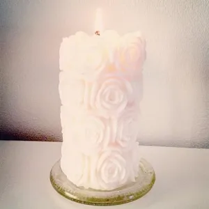 Gardenia Designer Pillar Scented Candle, Captivating Your Senses with The Aroma of Fresh Blooming Roses