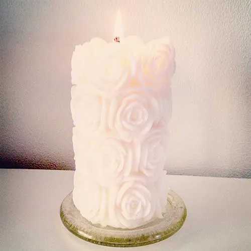 Gardenia Designer Pillar Scented Candle, Captivating Your Senses with The Aroma of Fresh Blooming Roses