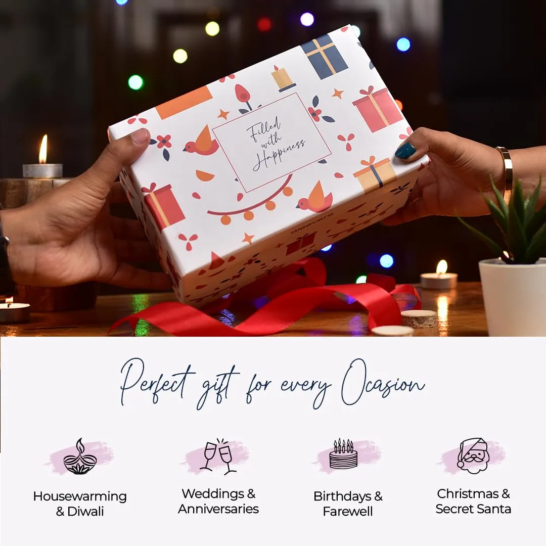 Gleevers Indulgent Delights Gift Set for Housewarming & Diwali|Gift Box of 2 with Peanut Butter(340 gm) & Candle(Fairy Tale Rose,60 gm)|Gift for Housewarming, Diwali Gift Items