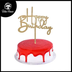Golden Happy Birthday Cake Topper