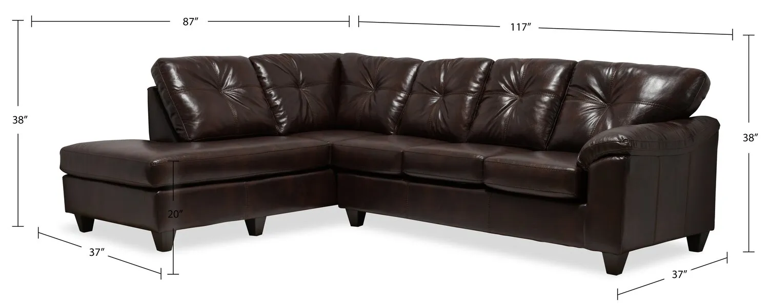 Irene 2-Piece Leath-Aire Left-Facing Sectional - Brown