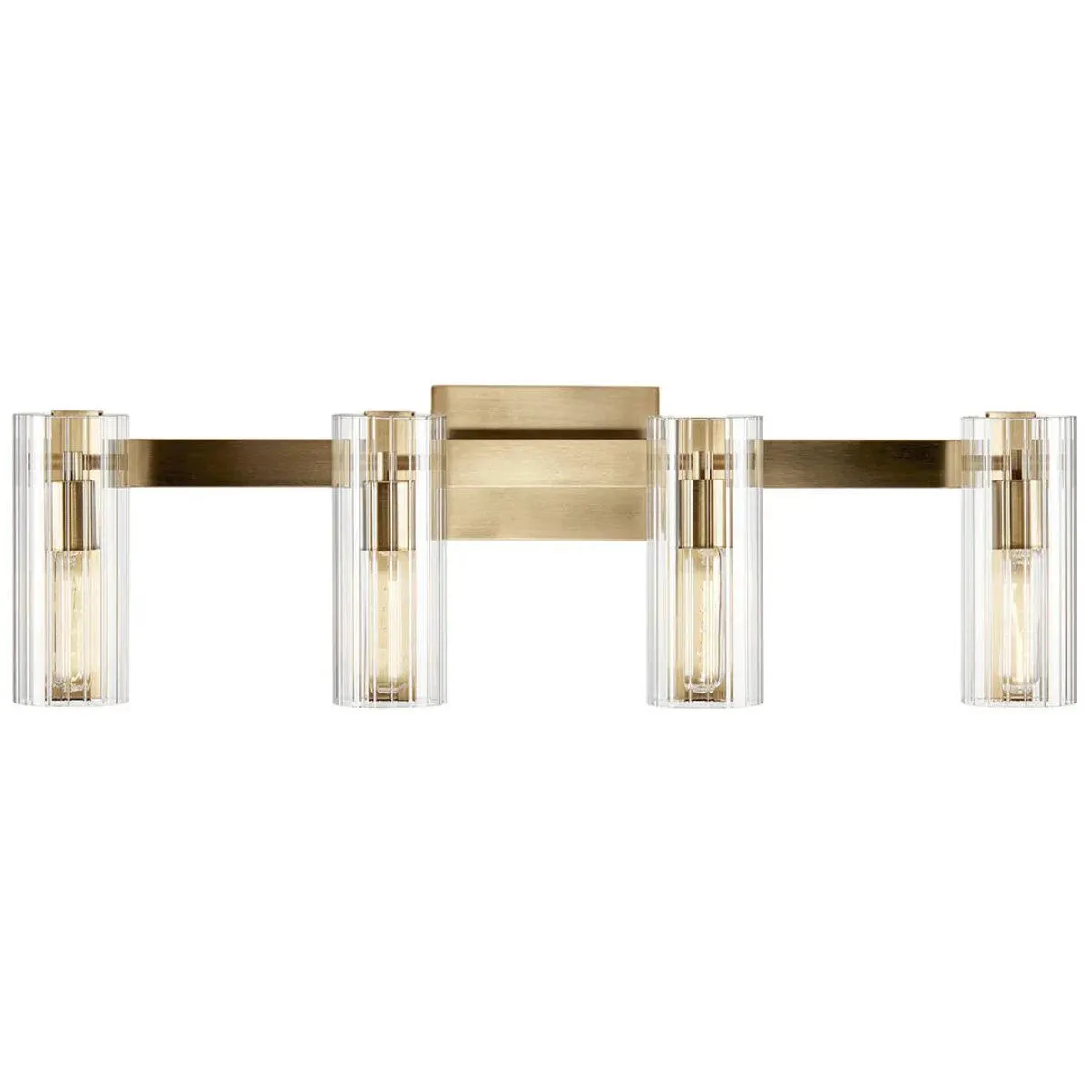 Jemsa 32 In 3-Lights Bathroom Vanity Light With Clear Fluted Glass, Bronze Finish
