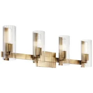Jemsa 32 In 3-Lights Bathroom Vanity Light With Clear Fluted Glass, Bronze Finish