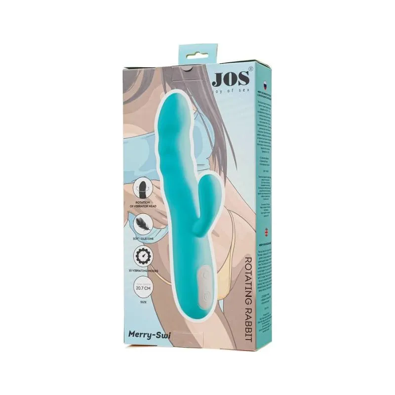 JOS Merry Swirl Rotating Shaft Rabbit Vibrator Blue