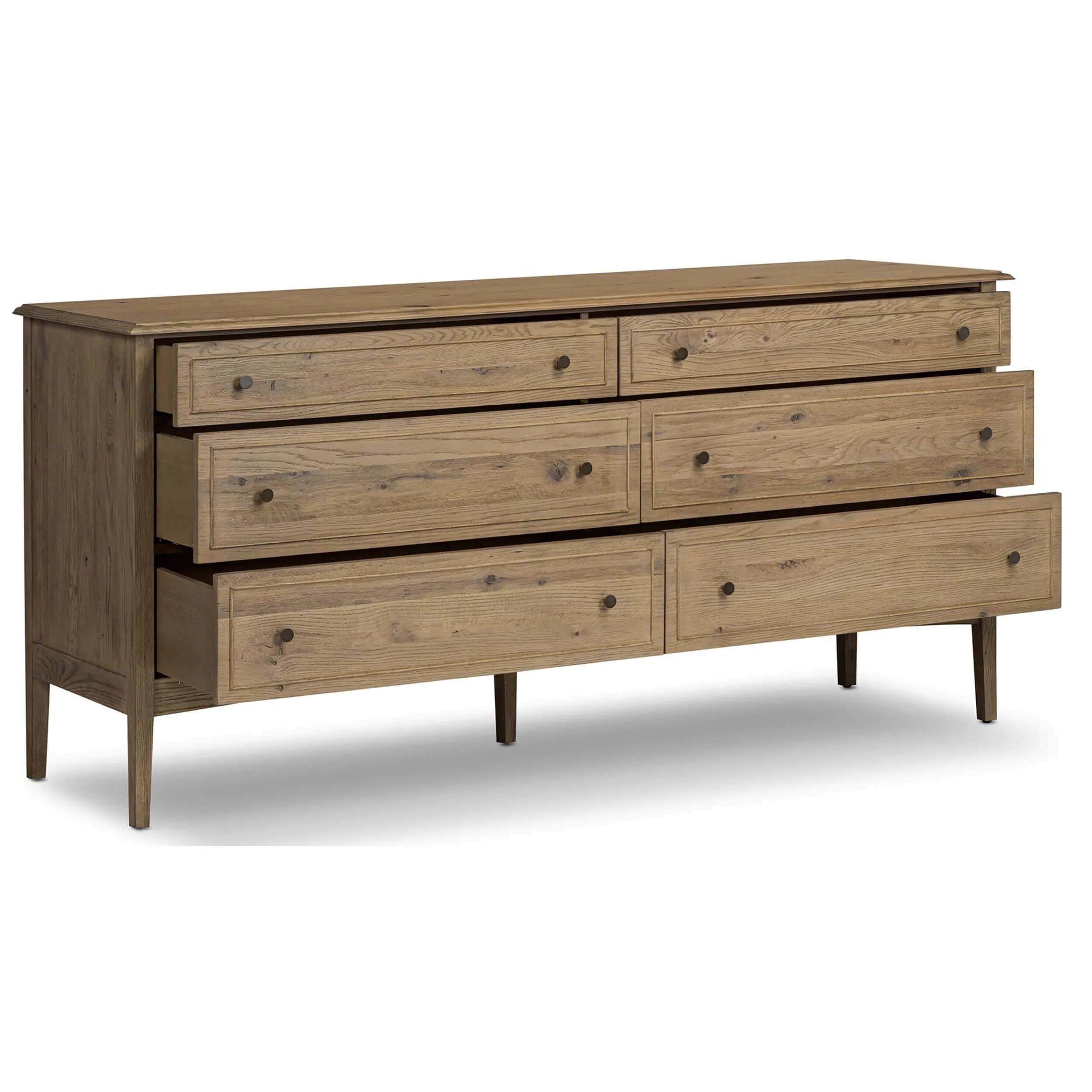 Maggie 6 Drawer Dresser, Aged Smoked Oak