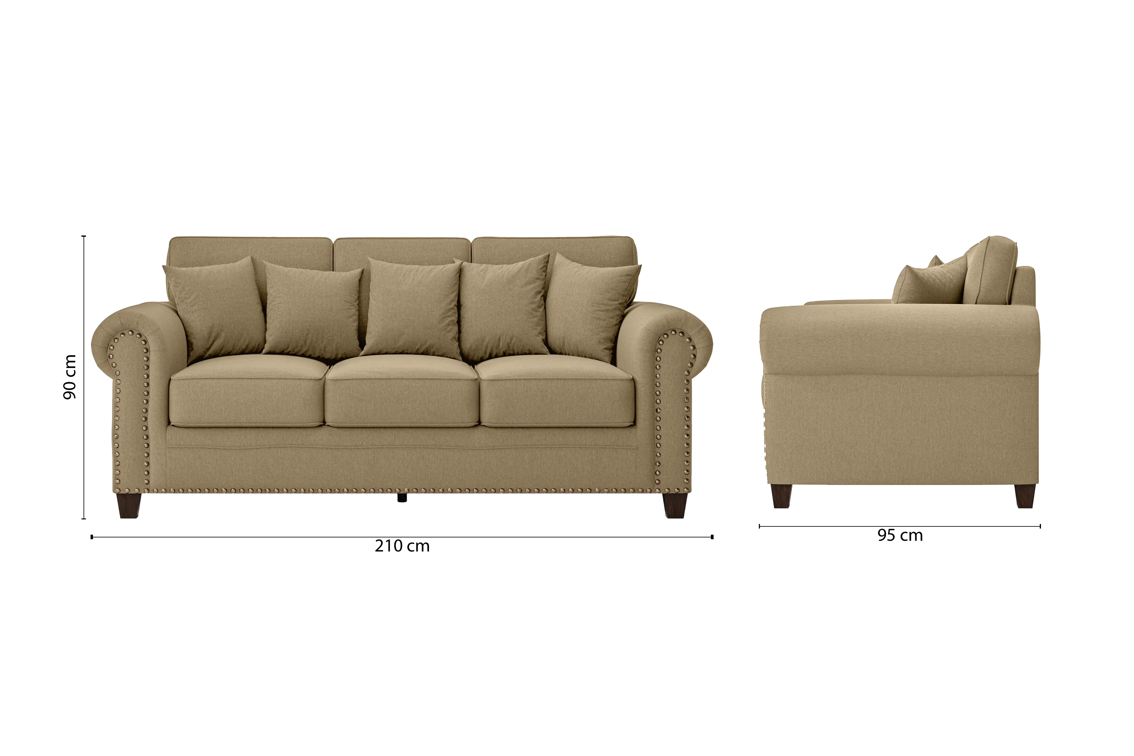 Marano 3 Seater Sofa Beige Linen Fabric