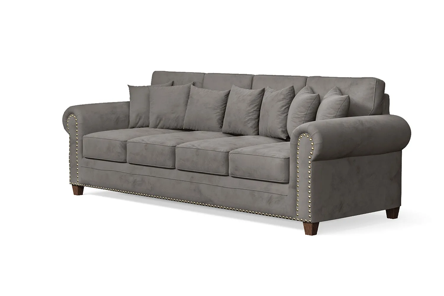 Marano 4 Seater Sofa Grey Velvet