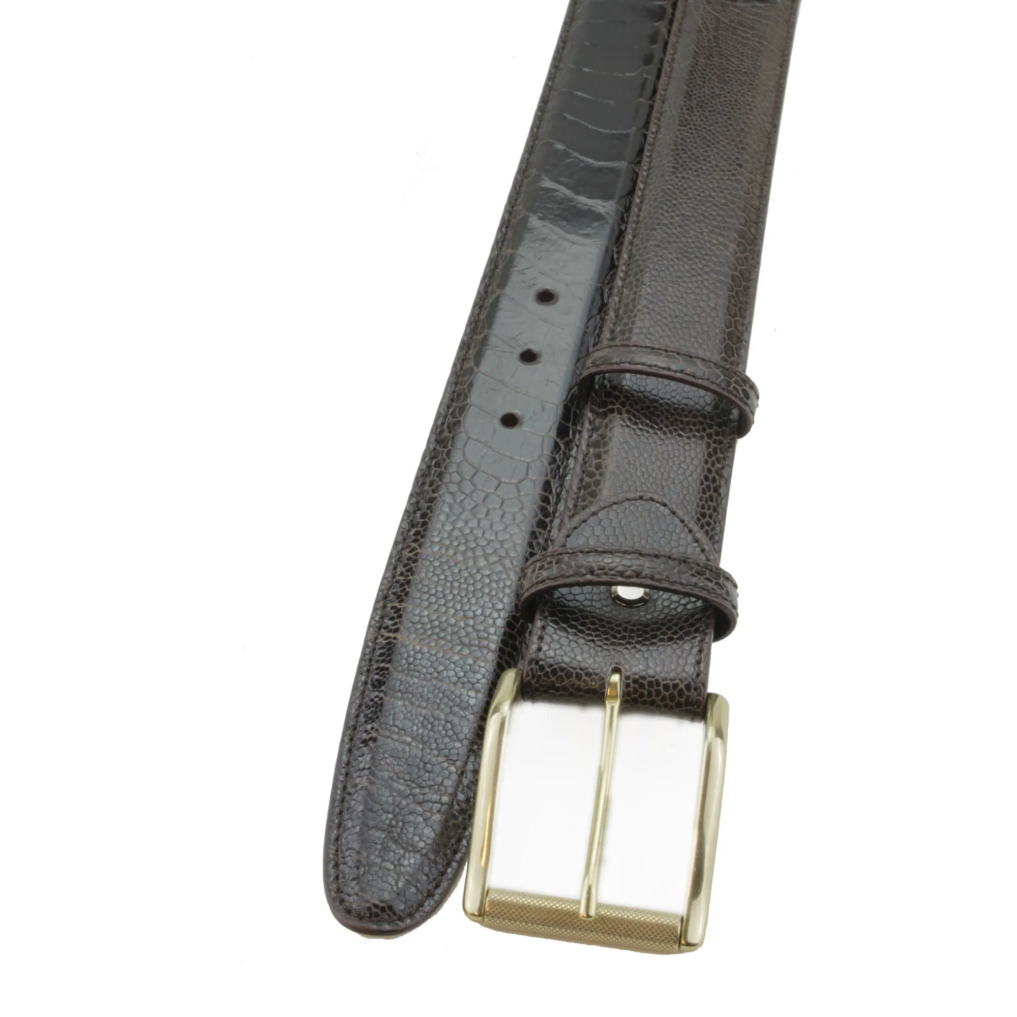 Rich Brown Genuine Ostrich Belt