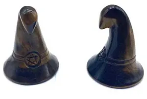(set Of 2) 1 3-4" Witch's Hat Tiger Eye